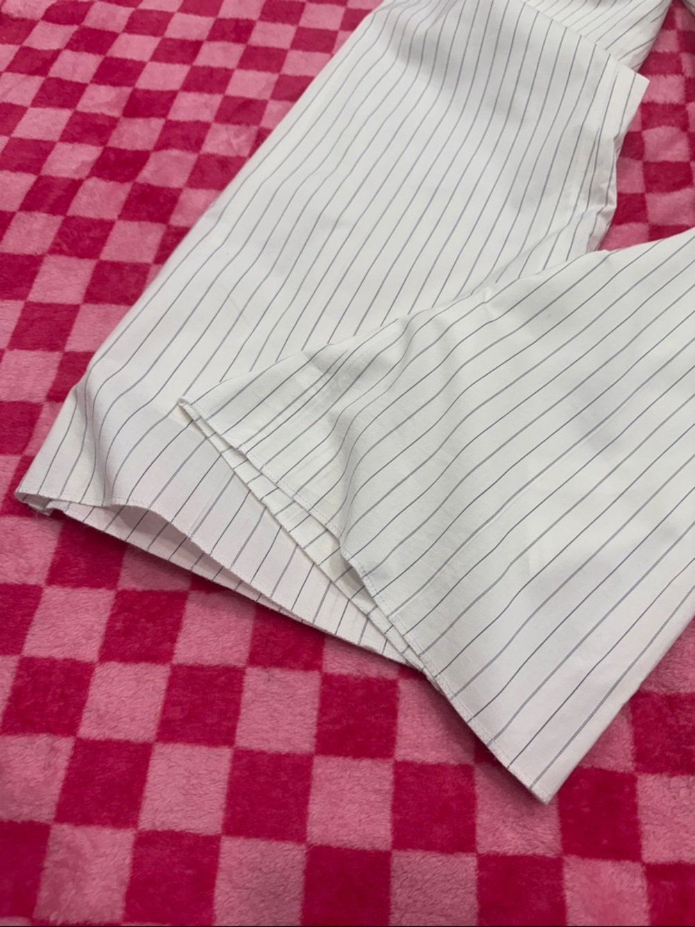 Emporio Armani White Pinstripe Wide-Leg Trousers - Picture 3 of 5